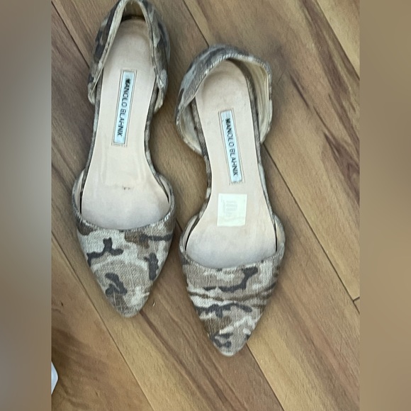 Manolo Canvas Camo Flats - Picture 1 of 2